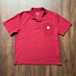 Carhartt Original Fit Red Pocket Polo Shirt – Men’s Large